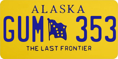 AK license plate GUM353