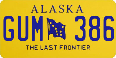AK license plate GUM386