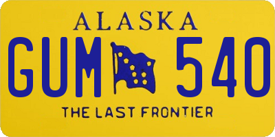 AK license plate GUM540