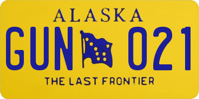 AK license plate GUN021