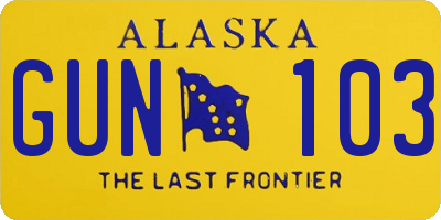 AK license plate GUN103
