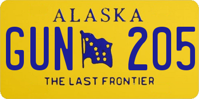 AK license plate GUN205