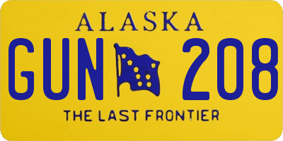 AK license plate GUN208