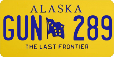 AK license plate GUN289