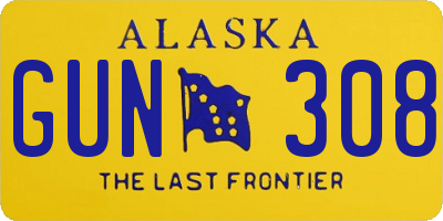 AK license plate GUN308