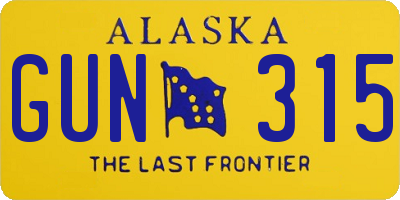 AK license plate GUN315