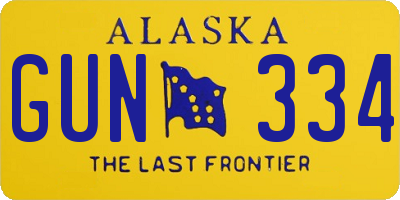 AK license plate GUN334