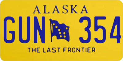 AK license plate GUN354