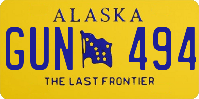 AK license plate GUN494