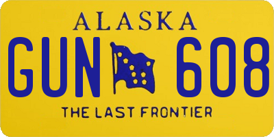 AK license plate GUN608