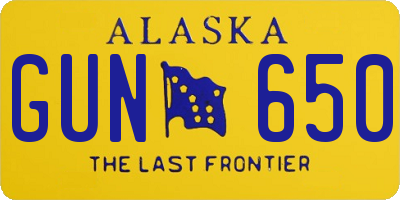 AK license plate GUN650