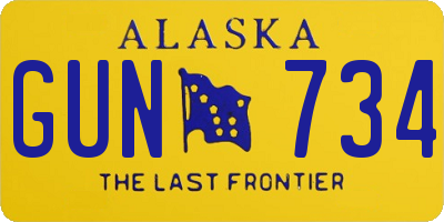 AK license plate GUN734