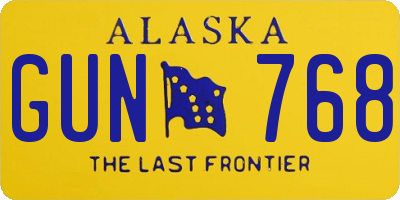 AK license plate GUN768