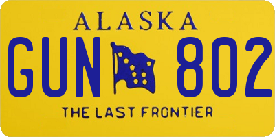 AK license plate GUN802