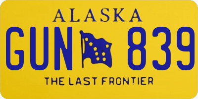 AK license plate GUN839