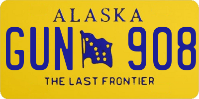 AK license plate GUN908