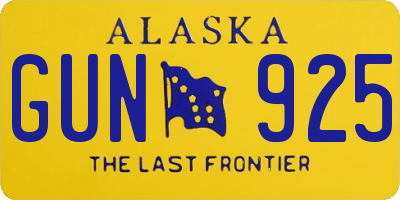 AK license plate GUN925