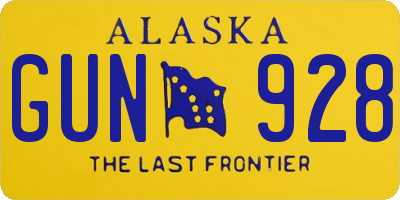 AK license plate GUN928