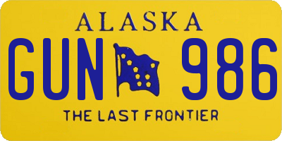 AK license plate GUN986