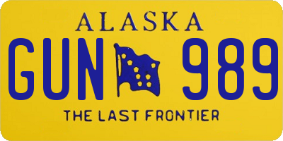 AK license plate GUN989