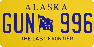 AK license plate GUN996