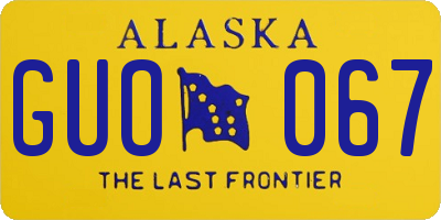 AK license plate GUO067