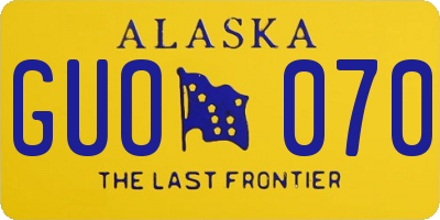 AK license plate GUO070