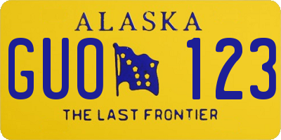 AK license plate GUO123