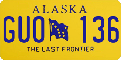 AK license plate GUO136