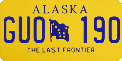 AK license plate GUO190