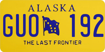 AK license plate GUO192