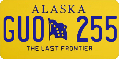 AK license plate GUO255