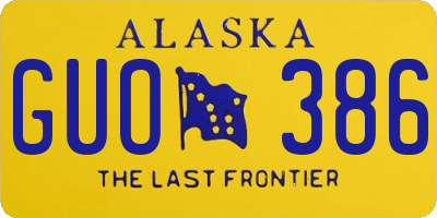 AK license plate GUO386