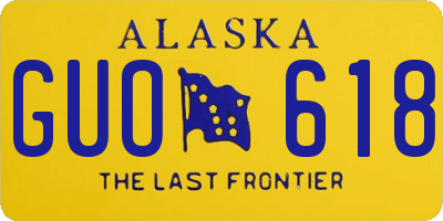AK license plate GUO618