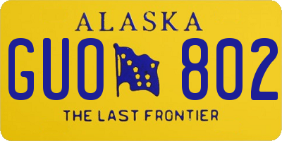 AK license plate GUO802
