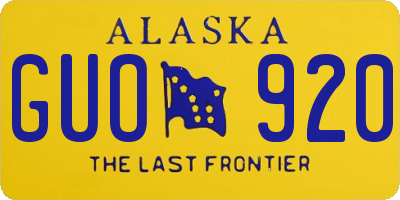 AK license plate GUO920