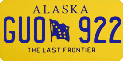AK license plate GUO922