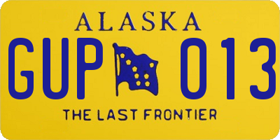 AK license plate GUP013
