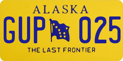 AK license plate GUP025