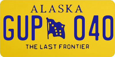 AK license plate GUP040