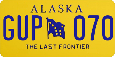 AK license plate GUP070