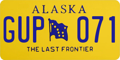 AK license plate GUP071