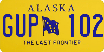 AK license plate GUP102