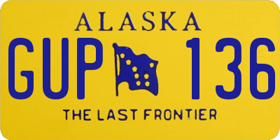 AK license plate GUP136