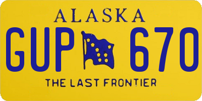 AK license plate GUP670