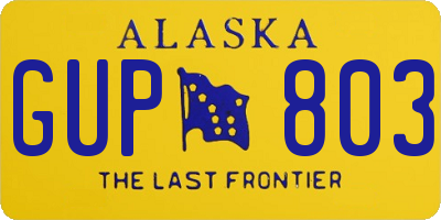AK license plate GUP803
