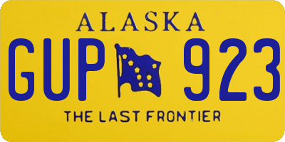 AK license plate GUP923