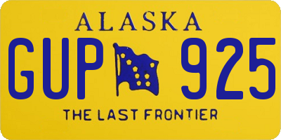 AK license plate GUP925
