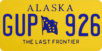 AK license plate GUP926