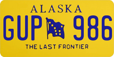 AK license plate GUP986